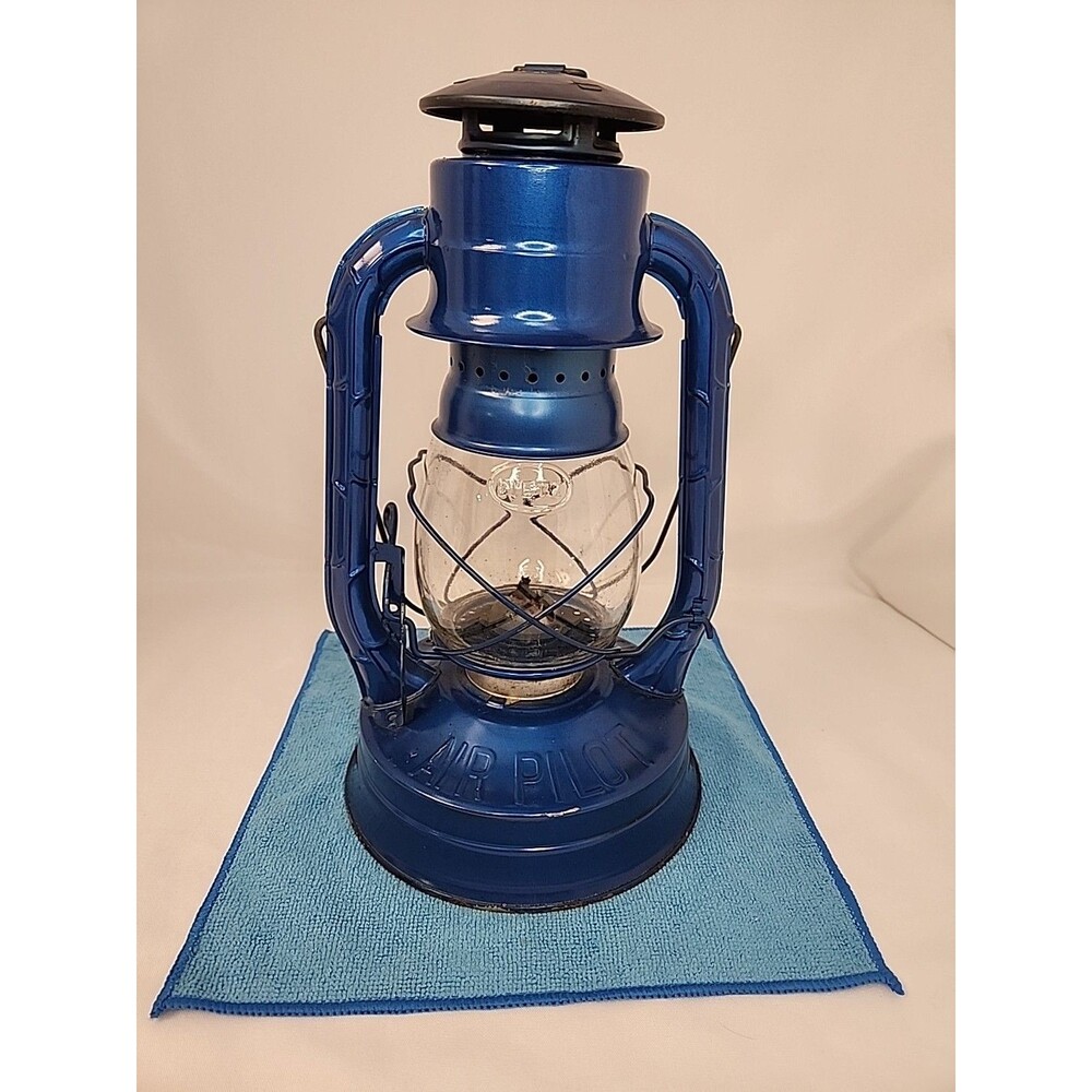 Vintage Dietz Air Pilot No.8 Kerosene Lantern Light Blue 14” With Dietz Globe